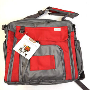 simplygood Smart Square Diaper Bag Red Insulated Backpack Zipper Compartments